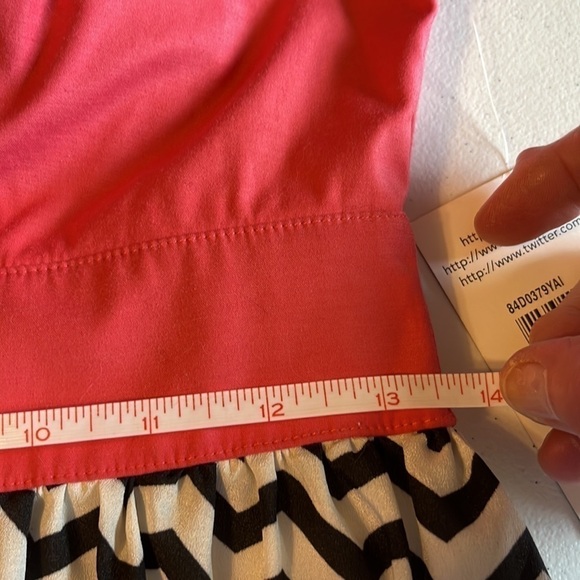 Trixxi  summer dress with hi low hem . Coral, blk, white. Sz 7 NWT - Picture 8 of 10